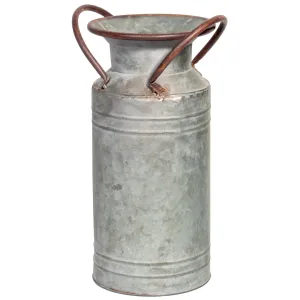 Red Co. 13” Large Decorative Farmhouse Galvanized Metal Milk Can Planter Vase with Handles