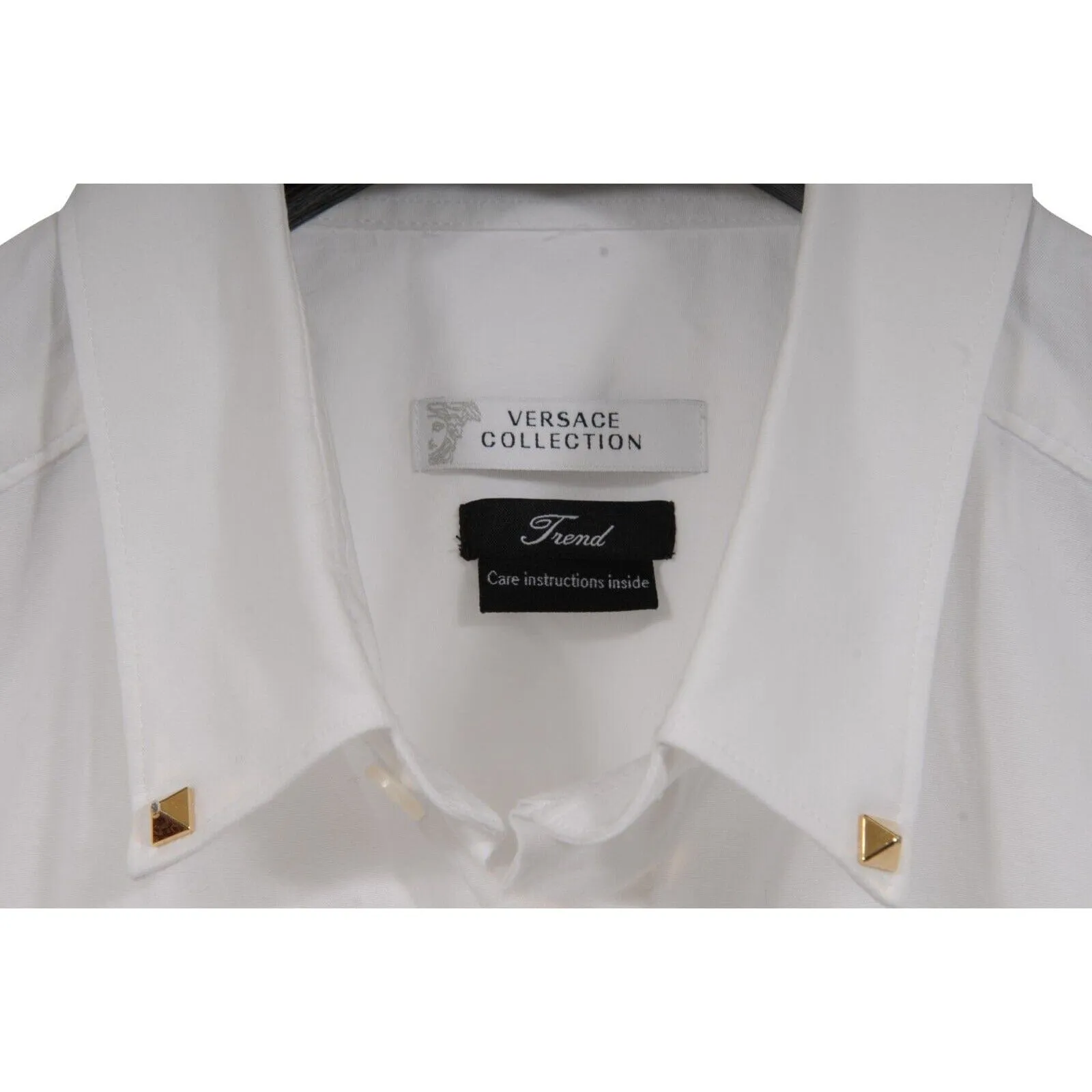 Rockstud Pyramid Button Down White Cotton
