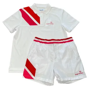SERGIO TACCHINI ORTICA TENNIS POLO SHORT SET-WHITE