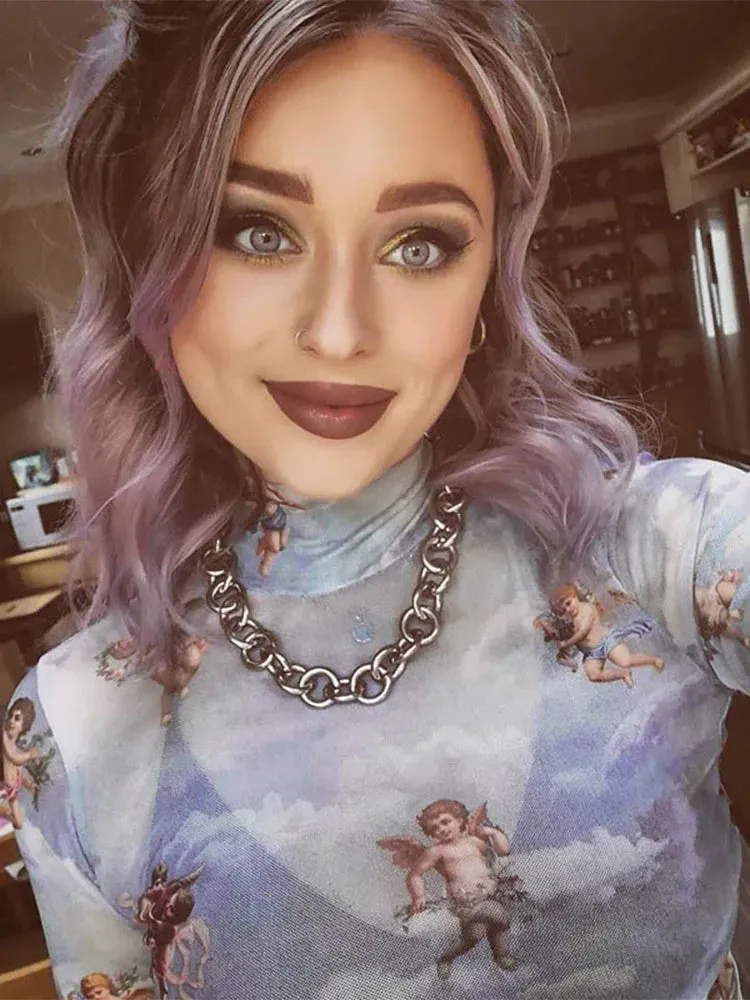 Sexy See Through Mesh Tops Long Sleeve Top