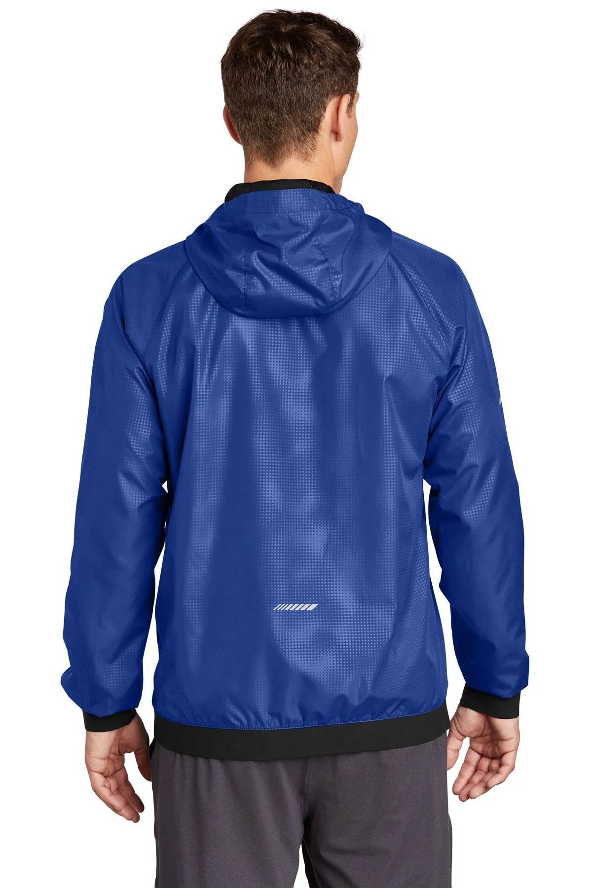 Sport-Tek Embossed Hooded Custom Wind Jackets, True Royal/ Black