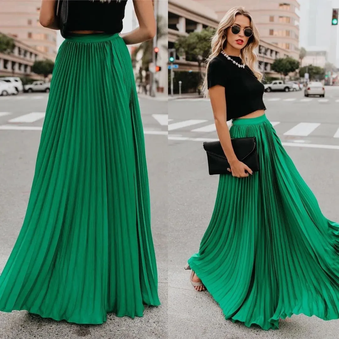 Stephanie Pleated A-Line Maxi Skirt