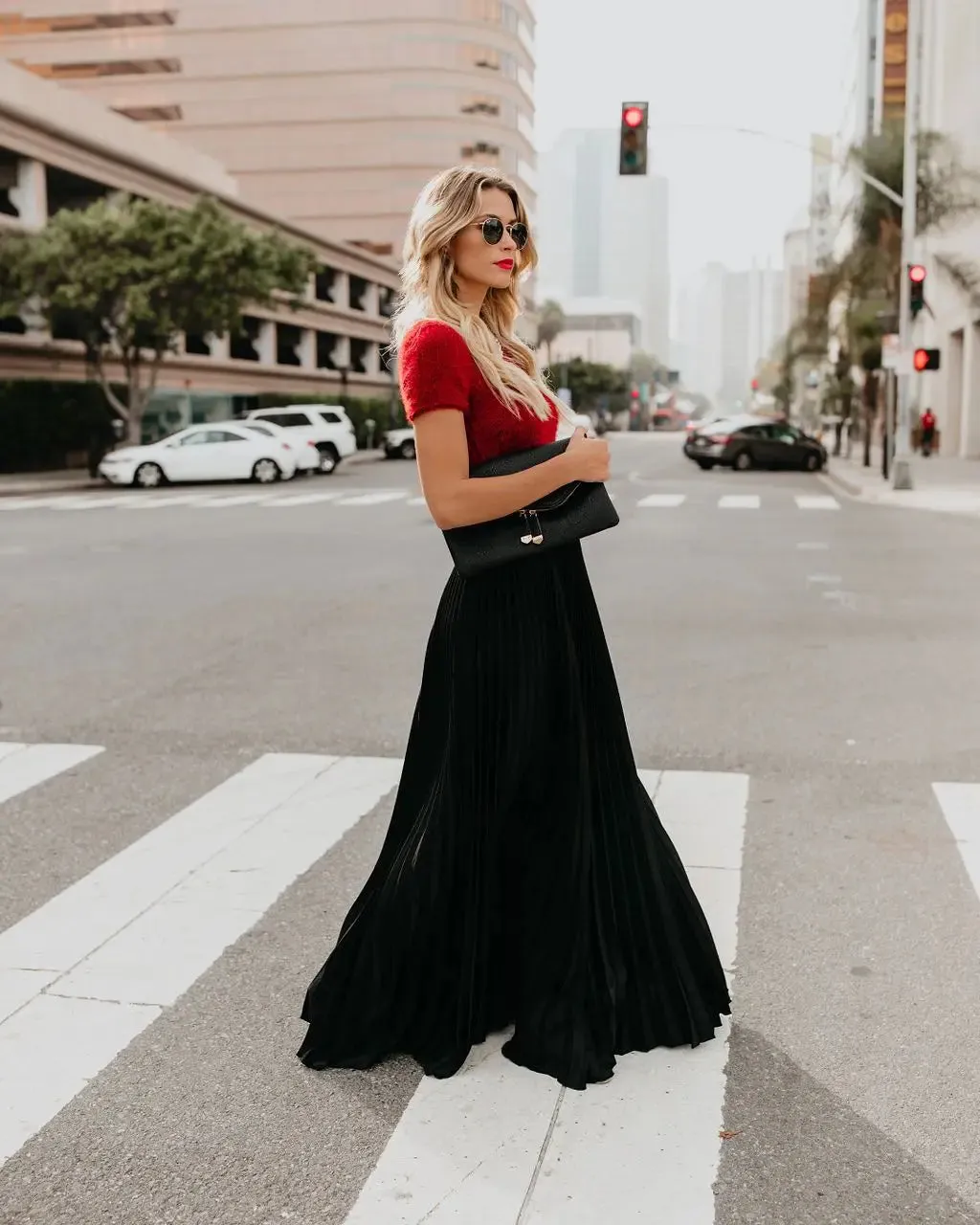 Stephanie Pleated A-Line Maxi Skirt