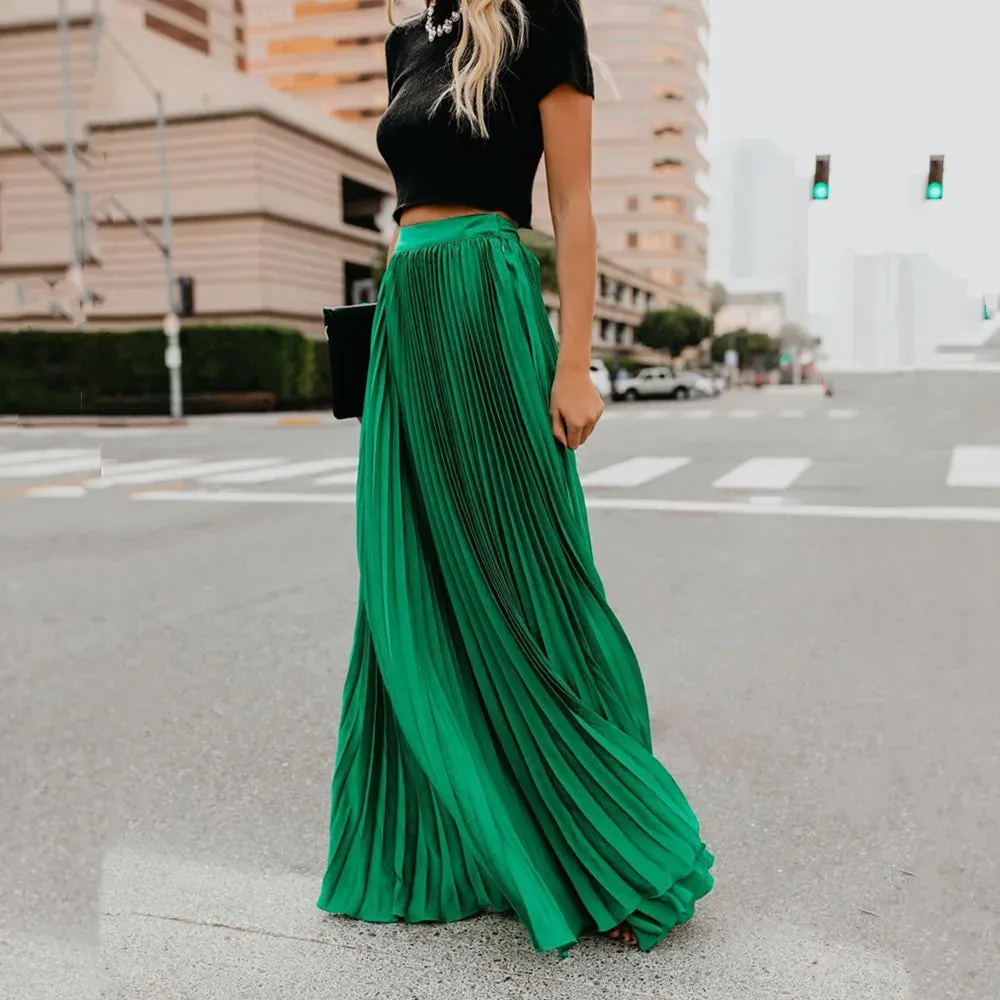 Stephanie Pleated A-Line Maxi Skirt