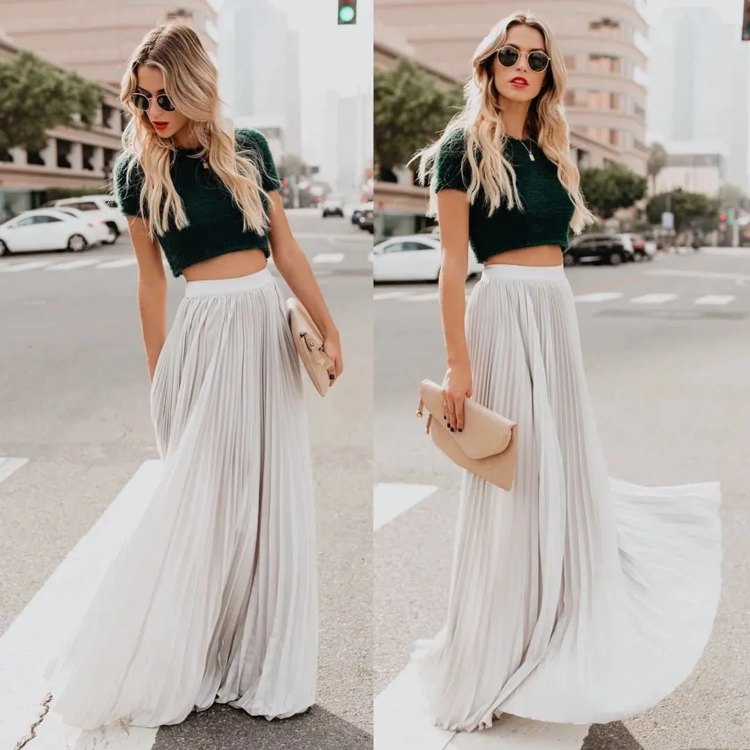 Stephanie Pleated A-Line Maxi Skirt
