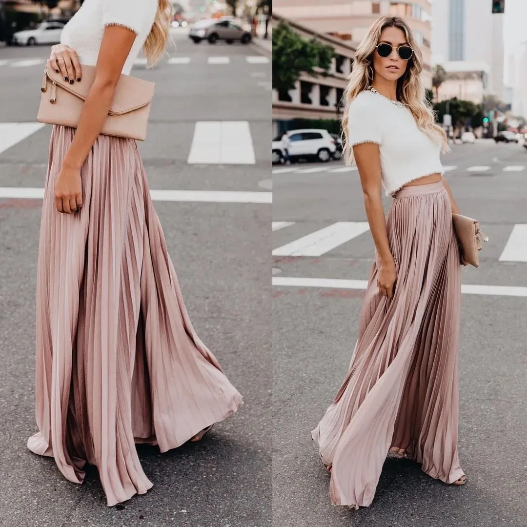Stephanie Pleated A-Line Maxi Skirt