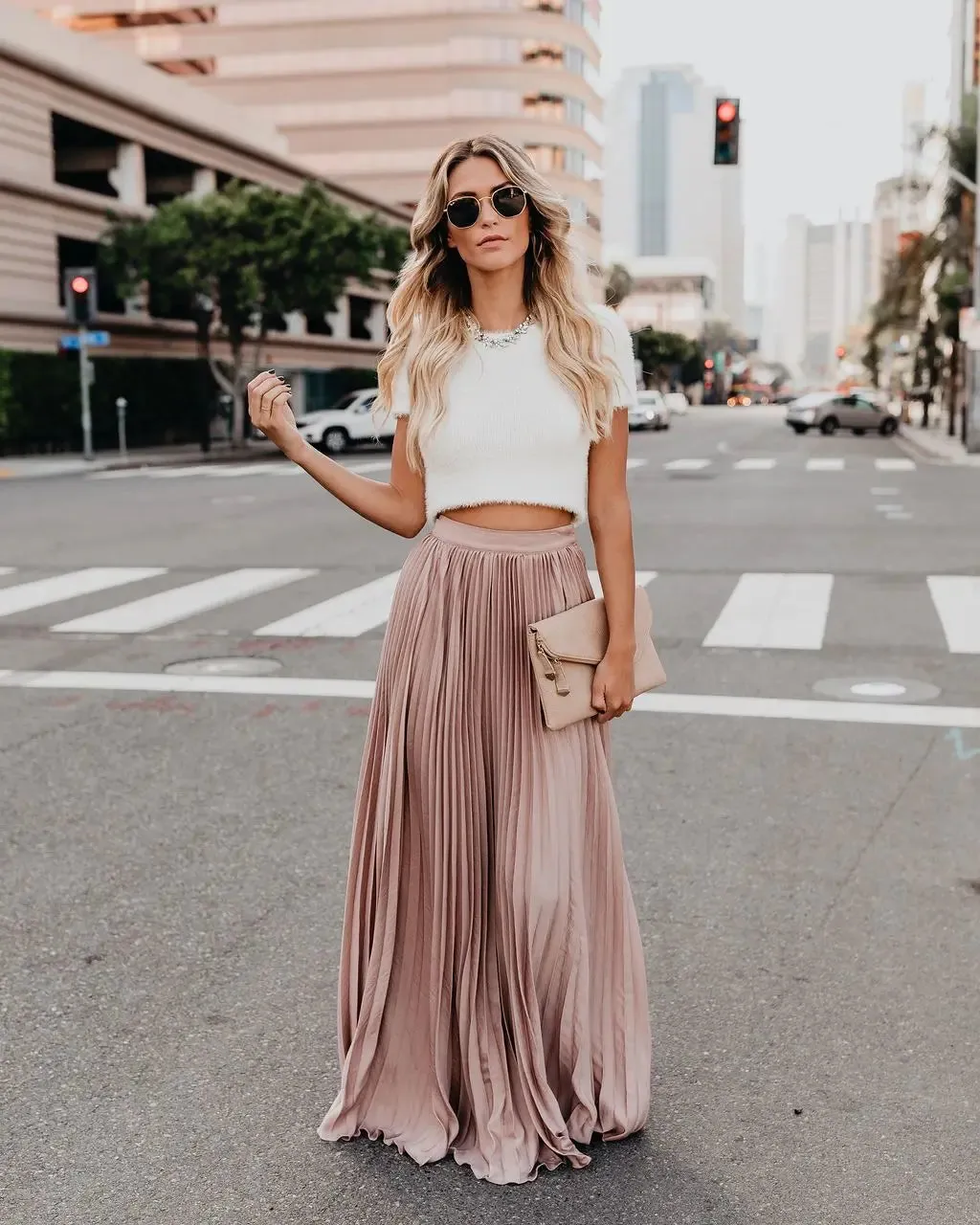 Stephanie Pleated A-Line Maxi Skirt