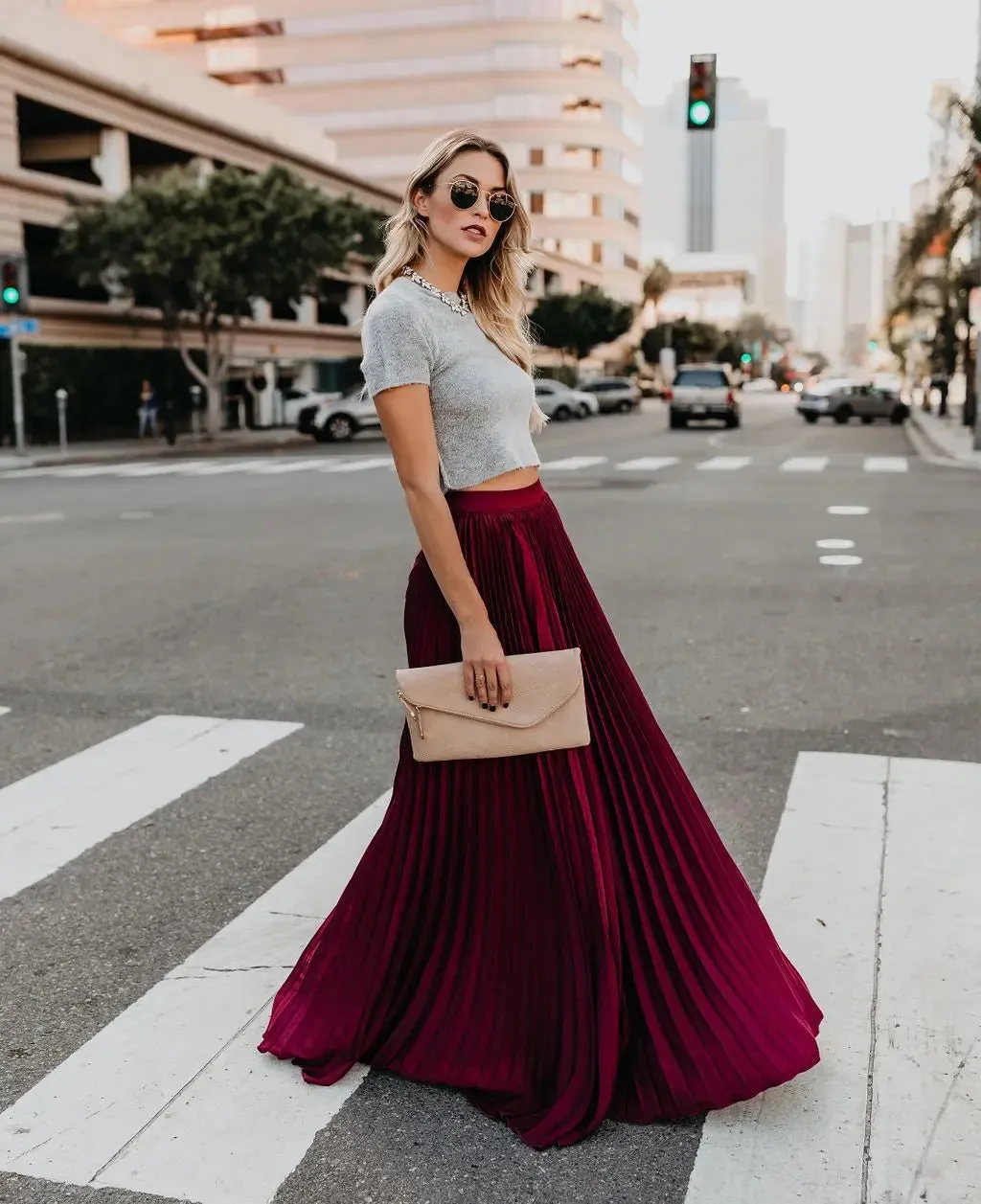 Stephanie Pleated A-Line Maxi Skirt