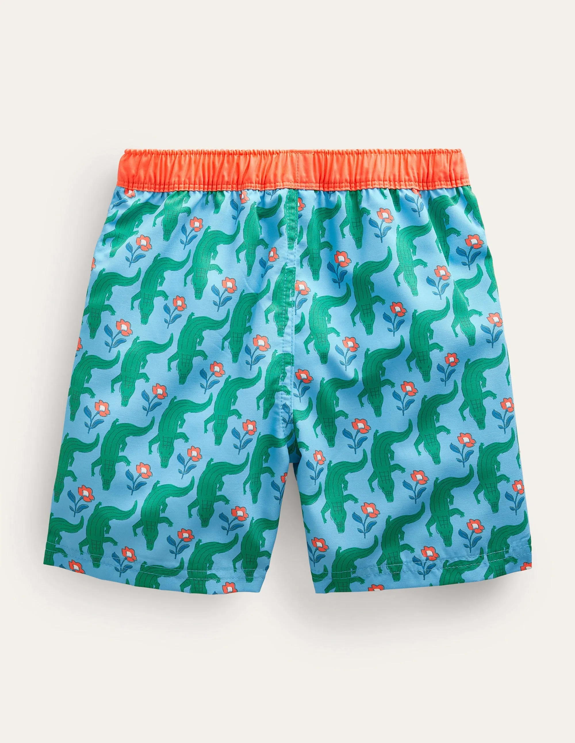 Swim Shorts-Aqua Crocodile Woodblock