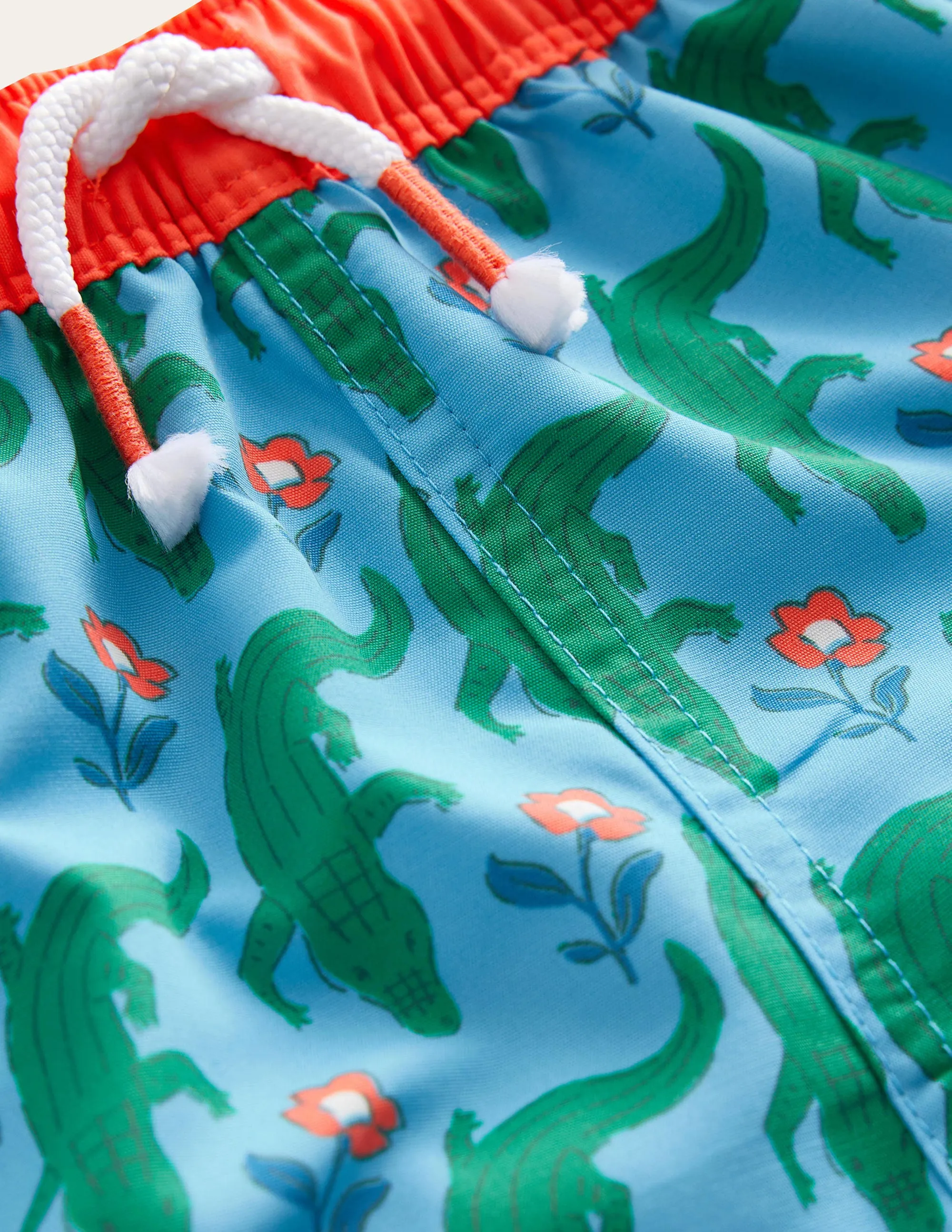 Swim Shorts-Aqua Crocodile Woodblock