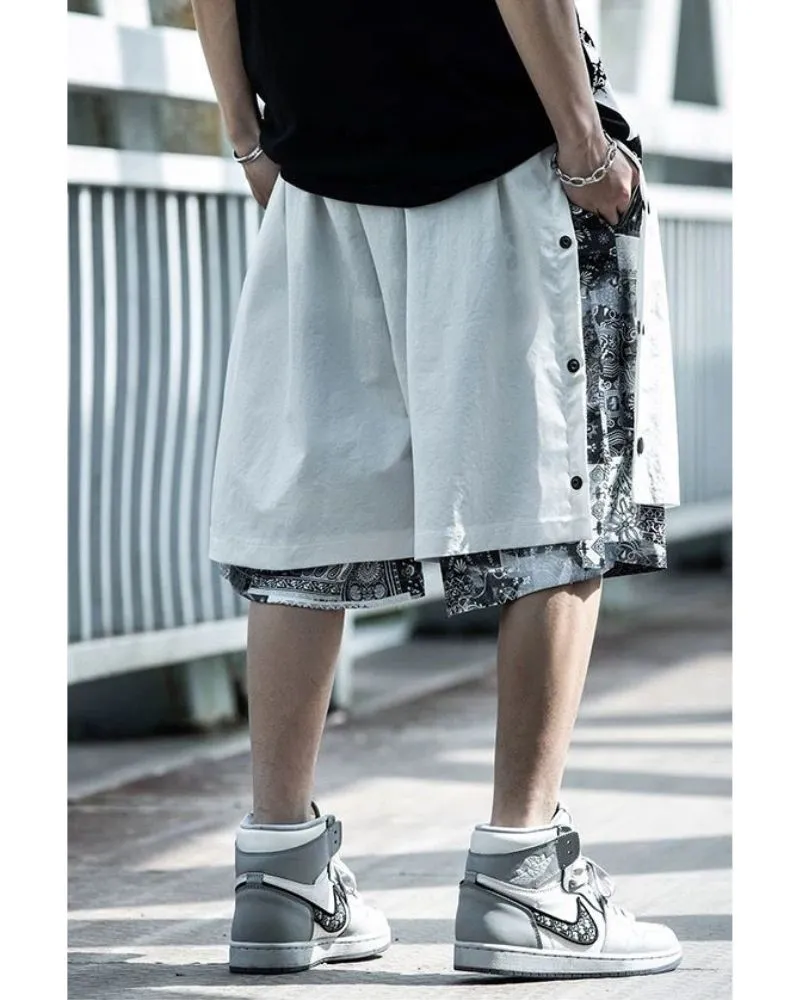 Techwear Patchwork Men Cargo Shorts