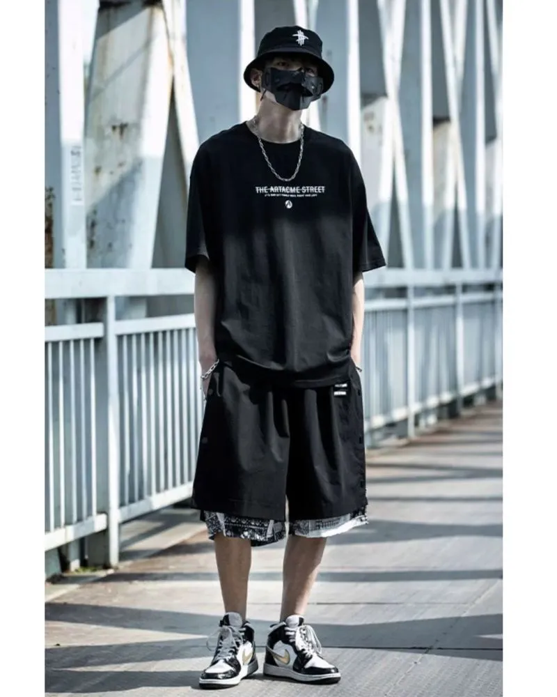 Techwear Patchwork Men Cargo Shorts