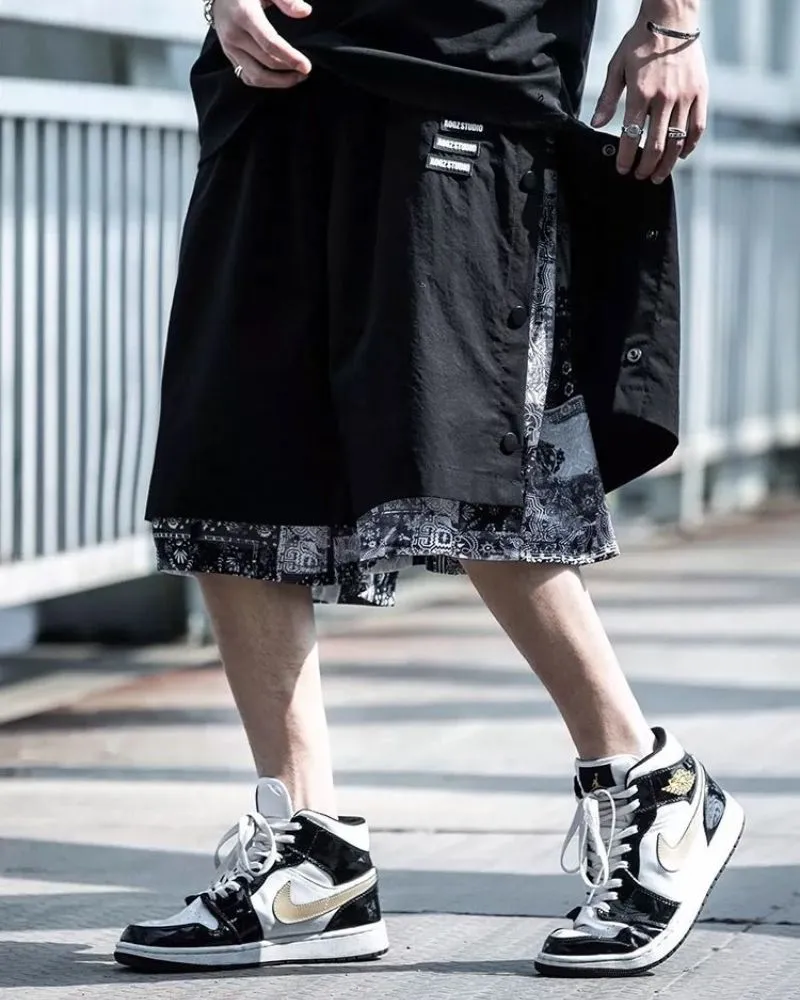 Techwear Patchwork Men Cargo Shorts