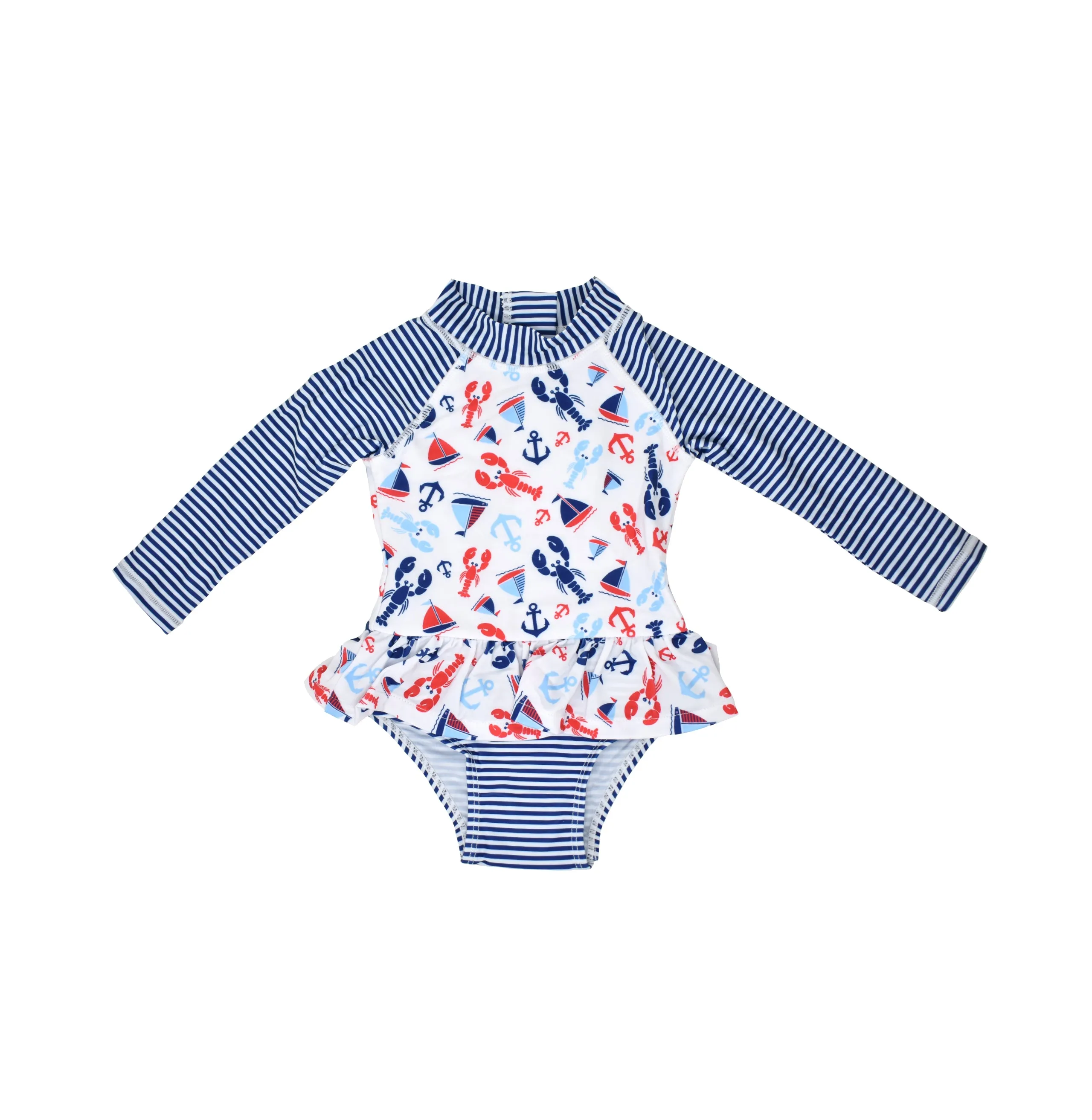 UPF 50  Alissa Infant Ruffle Rash Guard Swimsuit - E