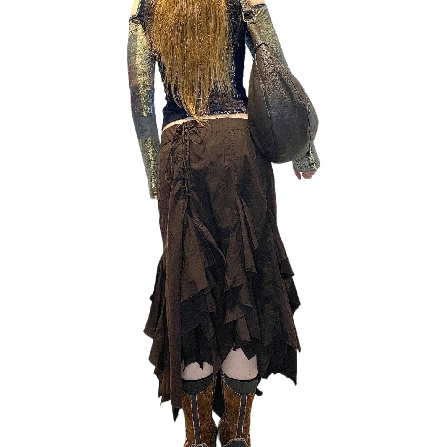 Vintage Floaty Brown Maxi Skirt (M)