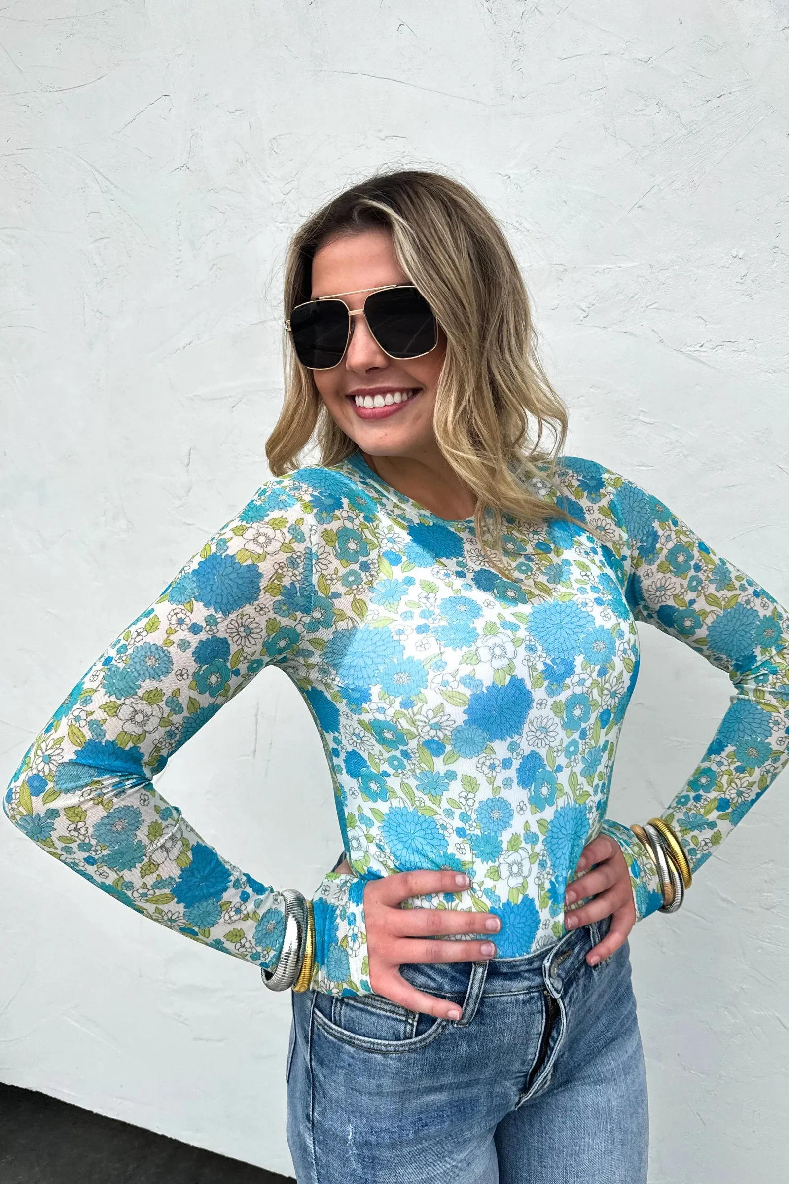 Vintage Floral Mesh Tops