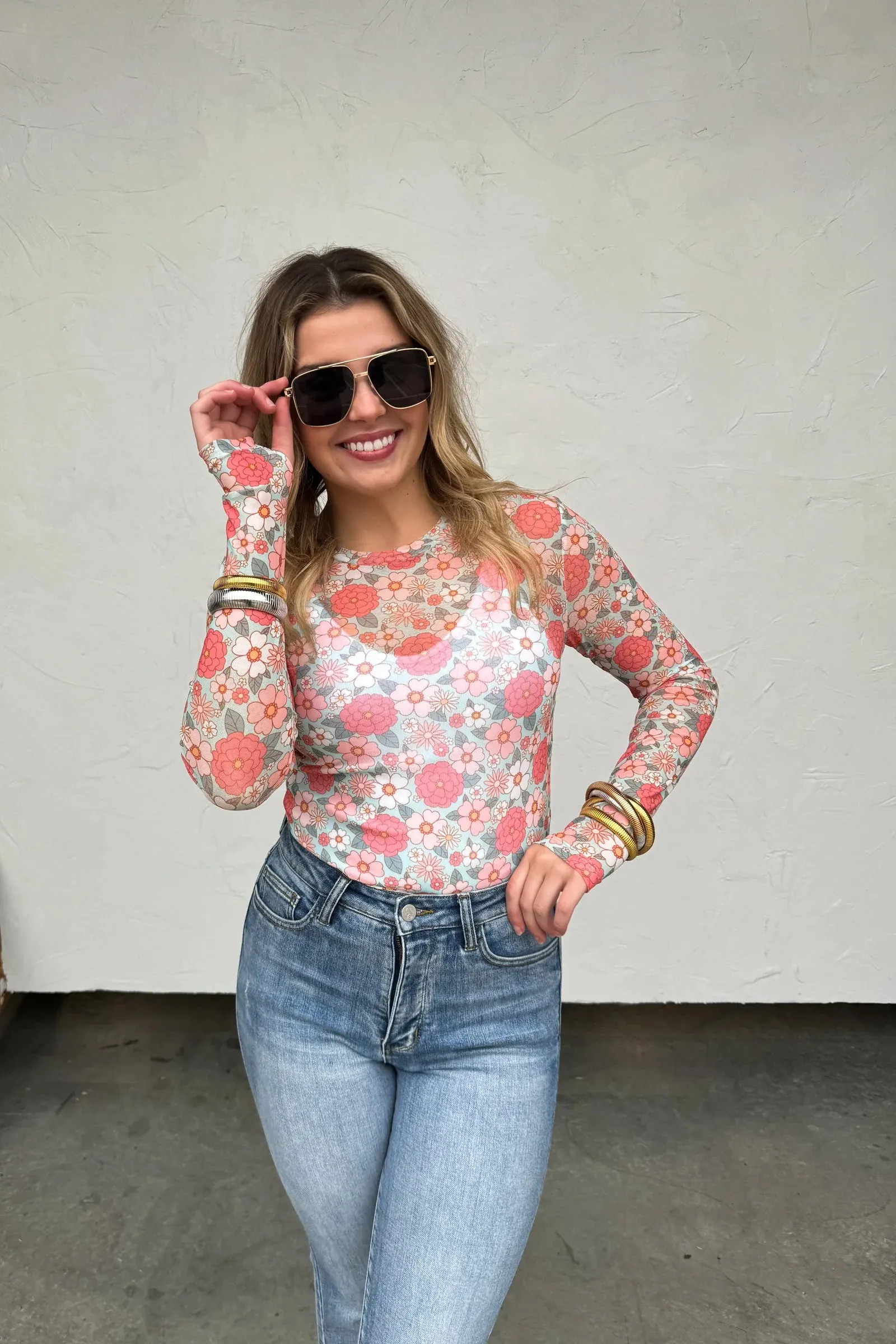 Vintage Floral Mesh Tops