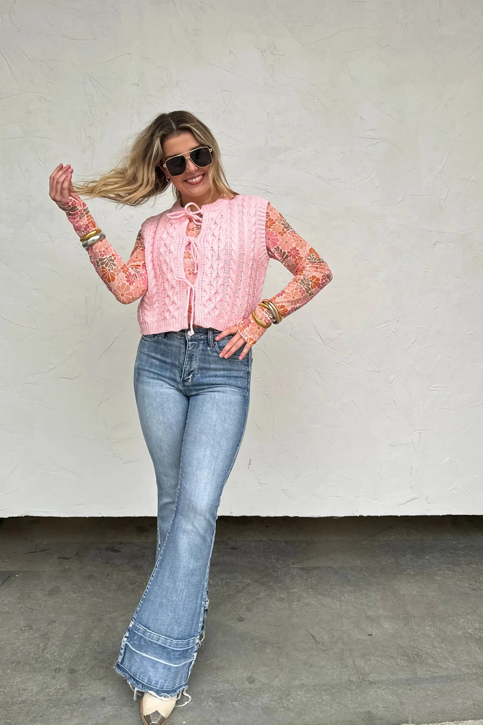 Vintage Floral Mesh Tops
