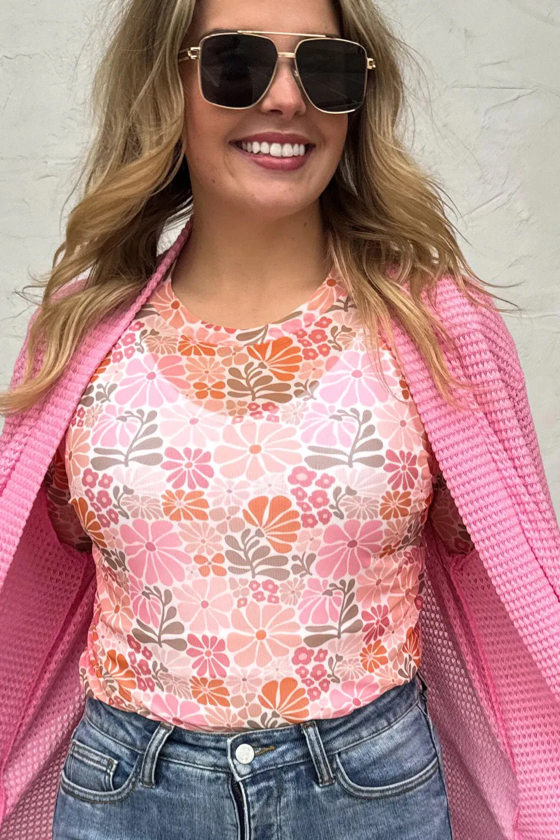 Vintage Floral Mesh Tops