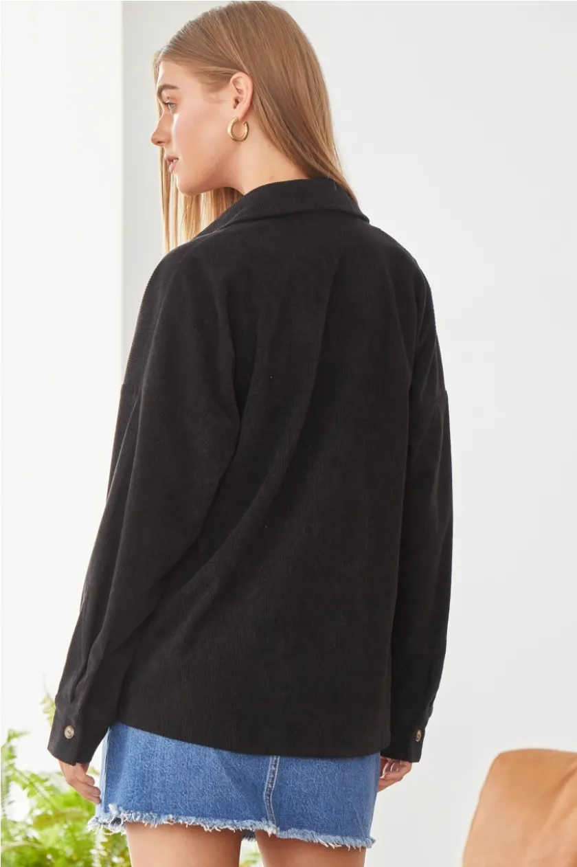 We Go Together Corduroy Button Down - Black