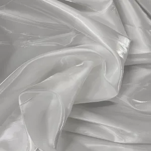 White Crystalized Reflective Liquid Bridal Satin Fabric
