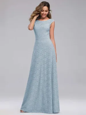 Women's A-Line Cap Sleeve Floor-length Evening Dress