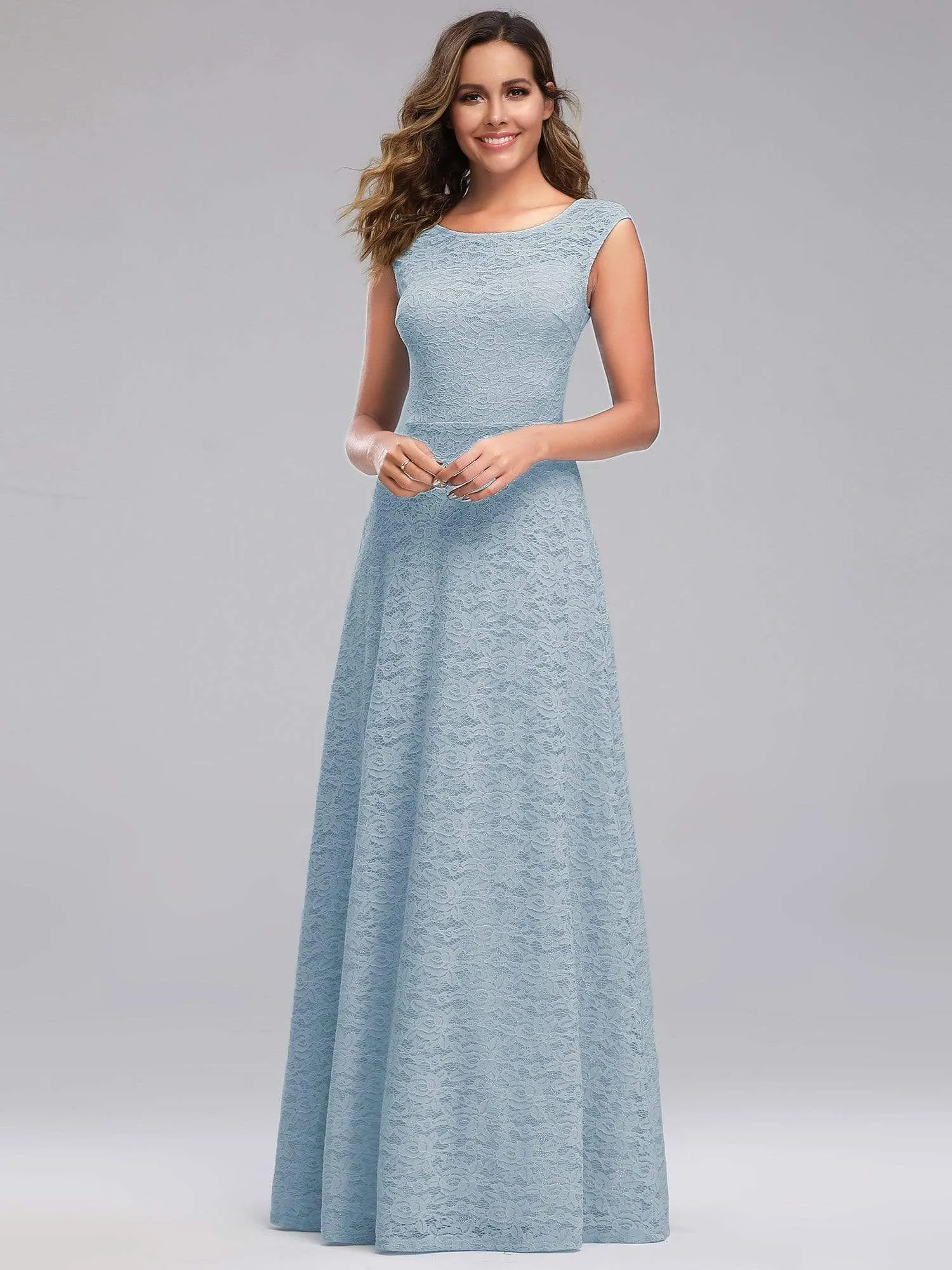 Women's A-Line Cap Sleeve Floor-length Evening Dress