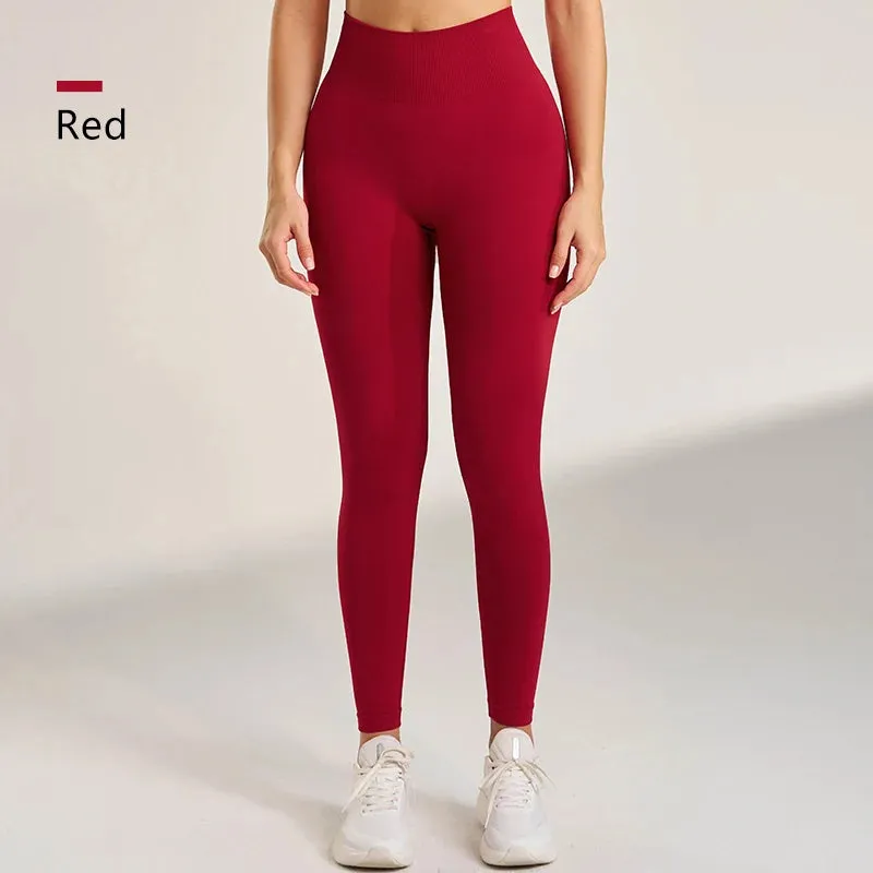 Women's exercise yoga high waist hip peach leggings nude gym yoga pants tight nine points pants