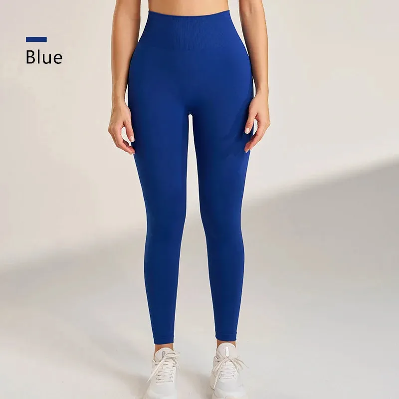 Women's exercise yoga high waist hip peach leggings nude gym yoga pants tight nine points pants