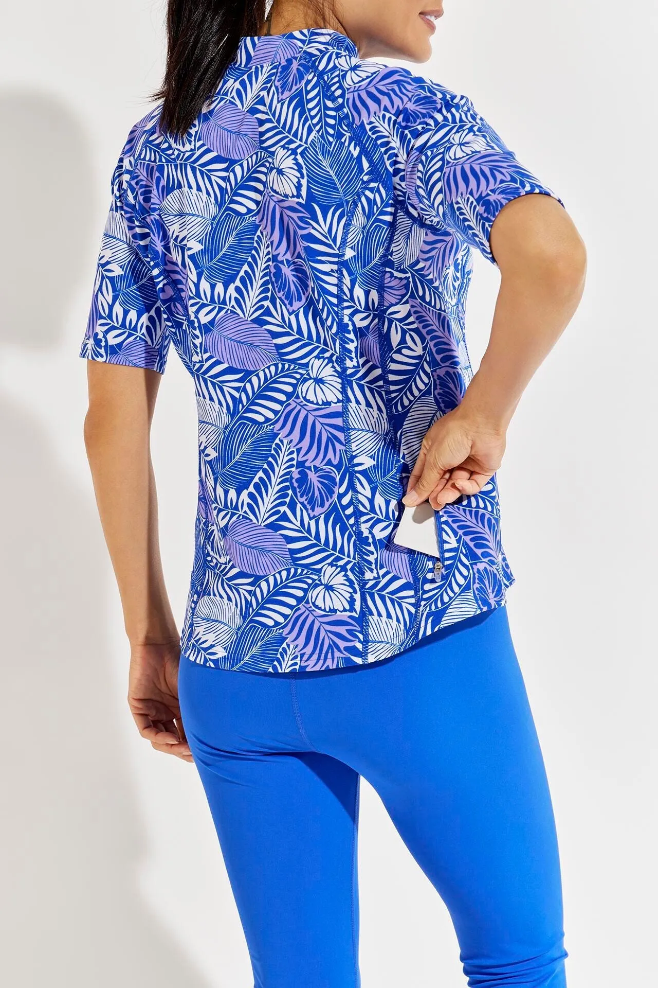 Women's Freestyle Short Sleeve Rash Guard | Baja Blue Vista Palm