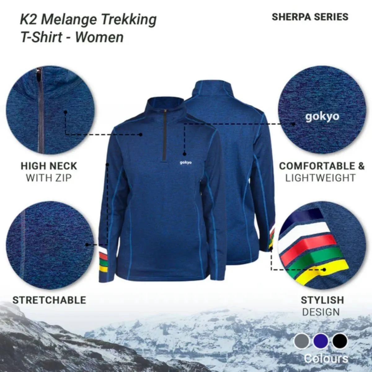 Women's K2 Melange Trekking T-Shirt - Sherpa Series - Olive Grey