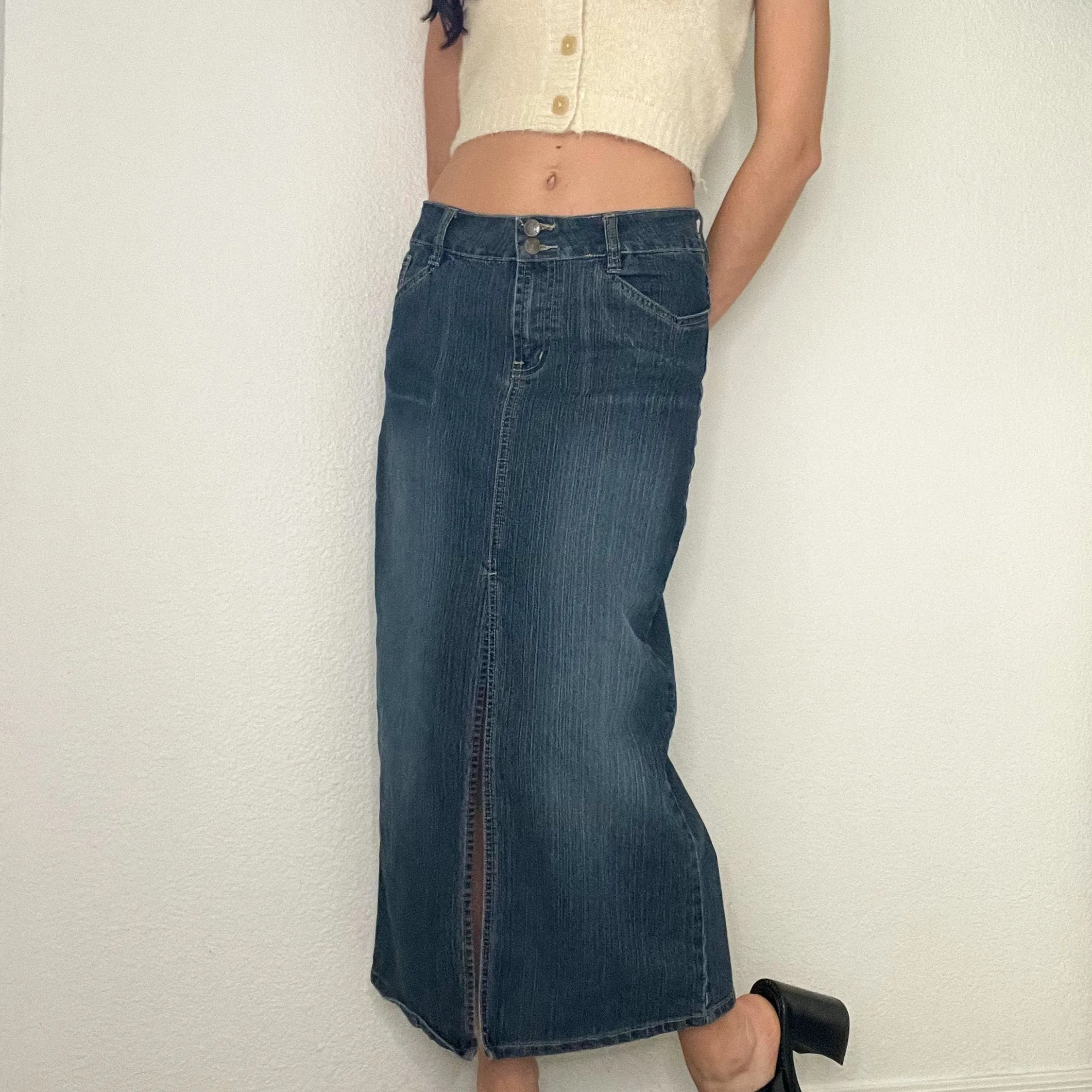 Y2K Denim Maxi Skirt