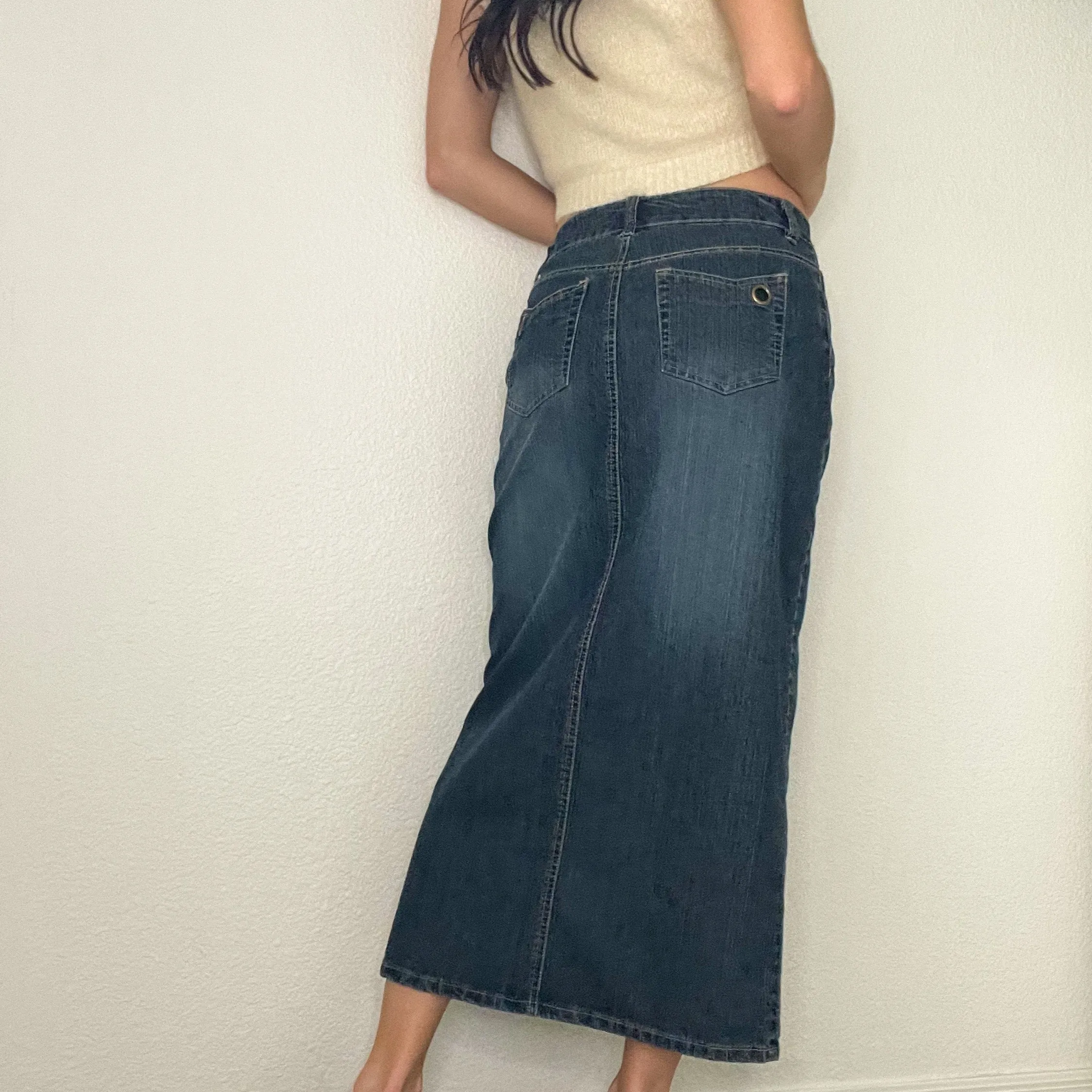 Y2K Denim Maxi Skirt