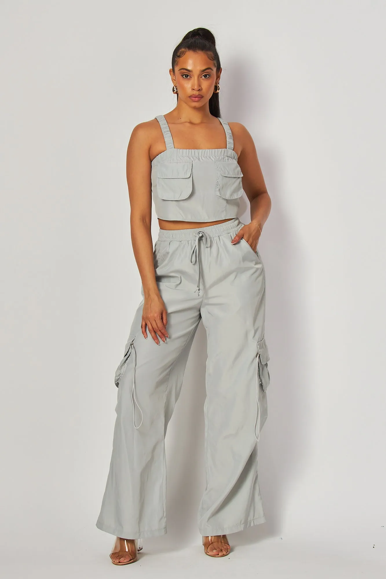 Zuley Crop Tank Top And Cargo Pocket Pants