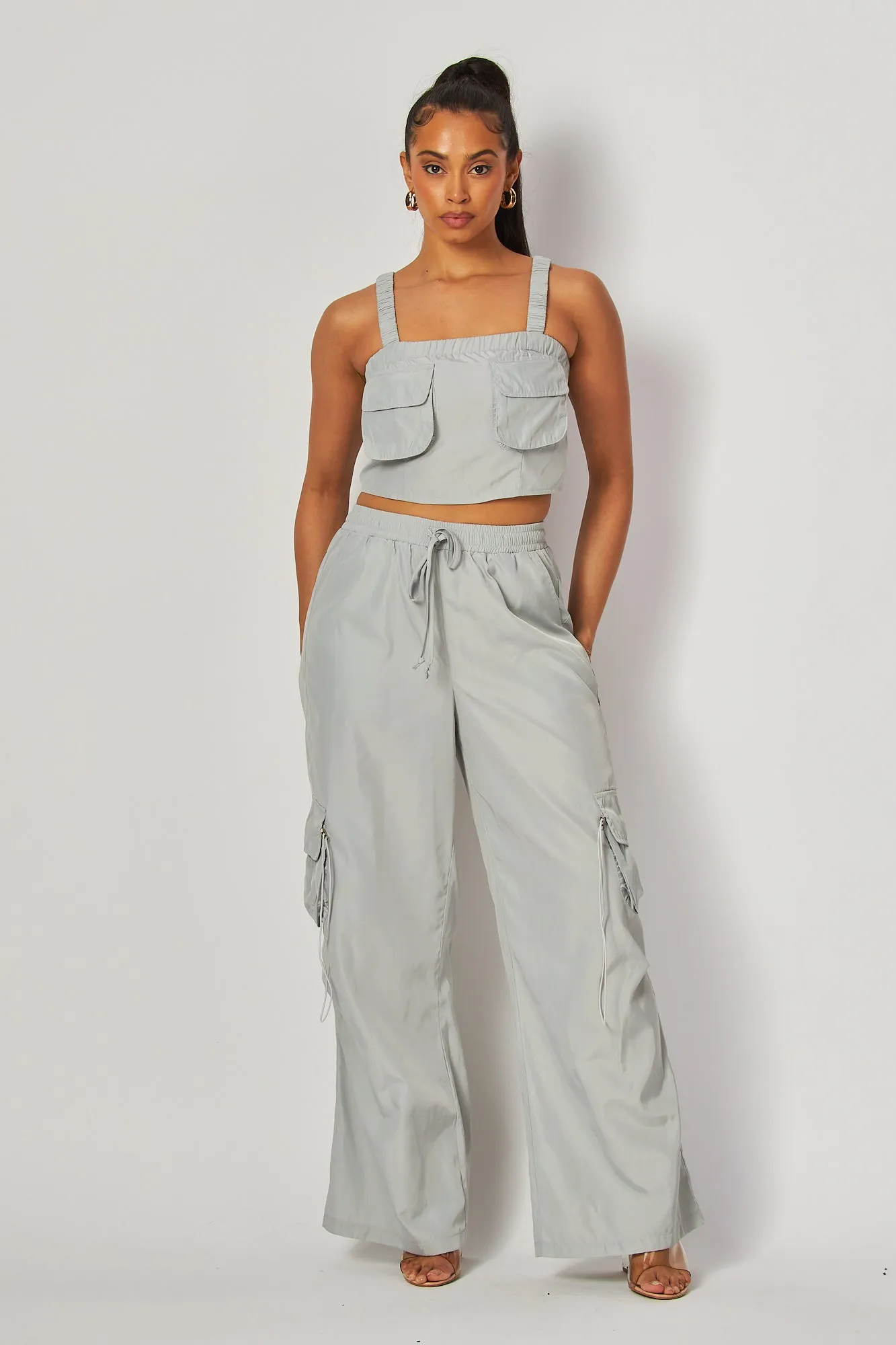 Zuley Crop Tank Top And Cargo Pocket Pants