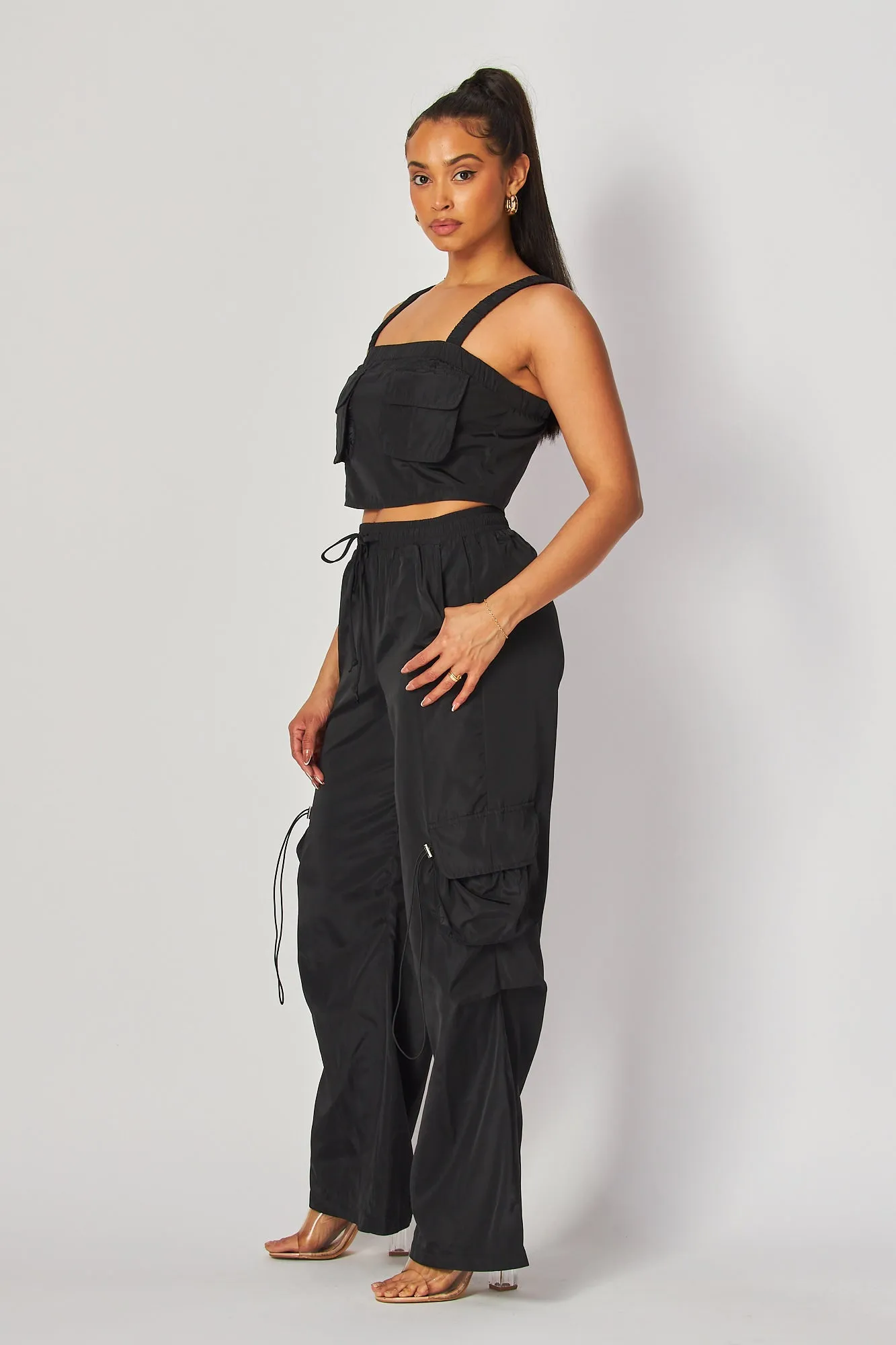 Zuley Crop Tank Top And Cargo Pocket Pants