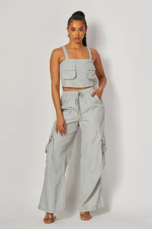 Zuley Crop Tank Top And Cargo Pocket Pants