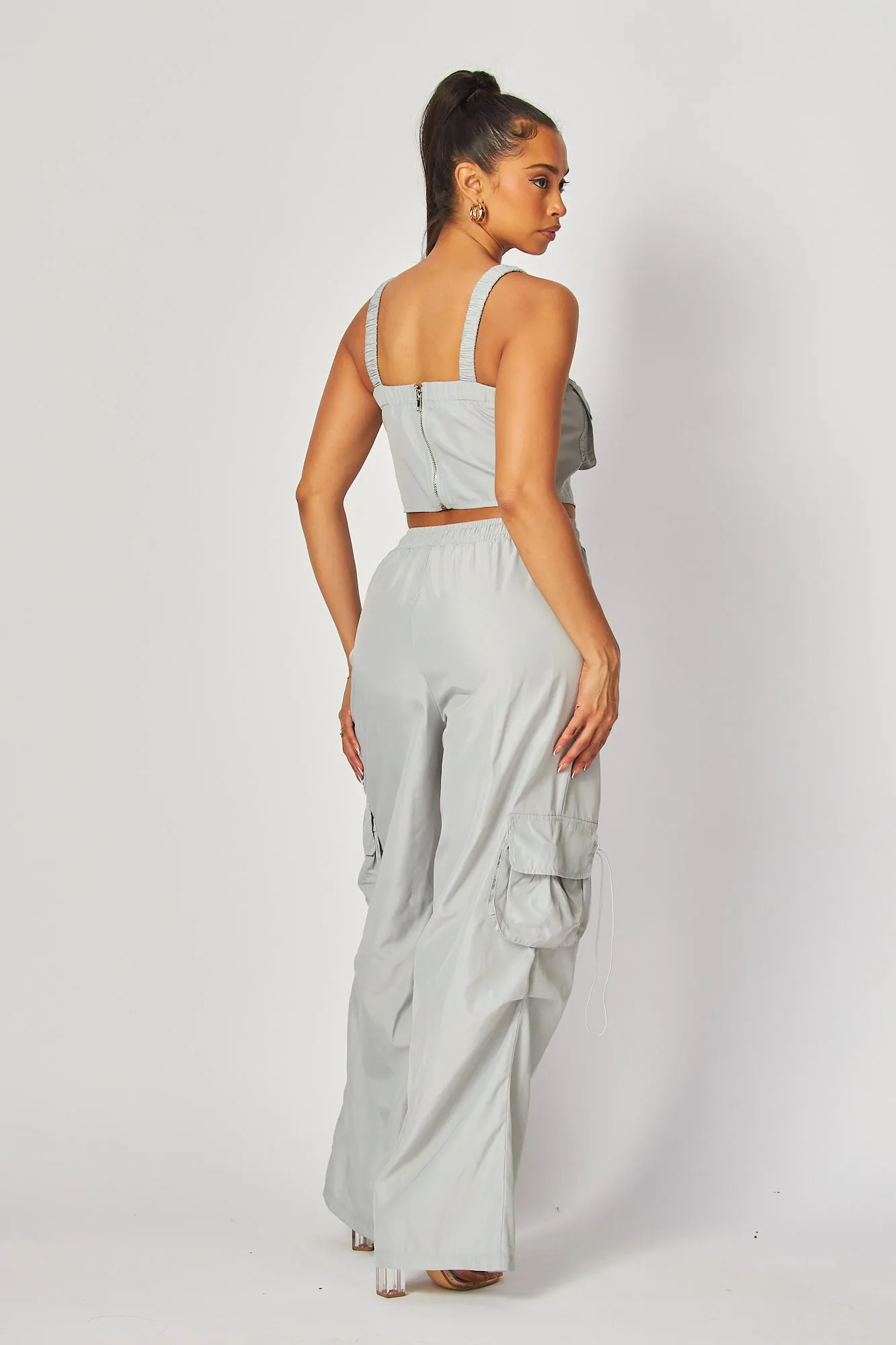 Zuley Crop Tank Top And Cargo Pocket Pants